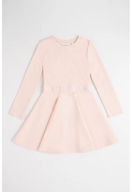 Разкроена рокля с лого - Прашно розово