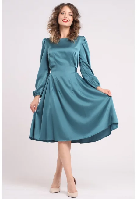 Разкроена сатинирана миди рокля