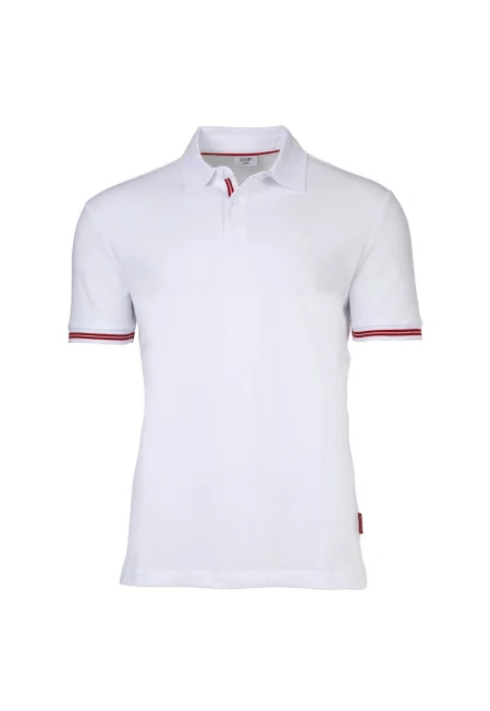 Релефна тениска с яка - Бял