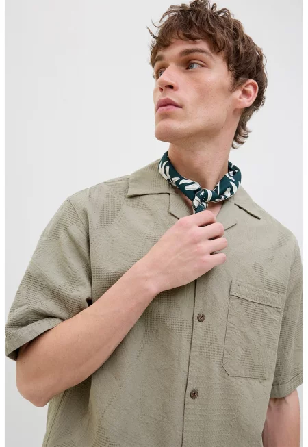 Риза с къси ръкави - Зелен мъх