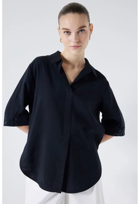 Риза с модал и паднали ръкави