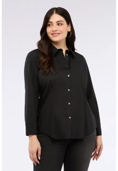 Риза с памук и изчистен десен