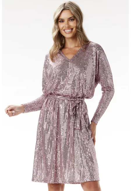 Рокля  A690 - розова - полиестер-еластан