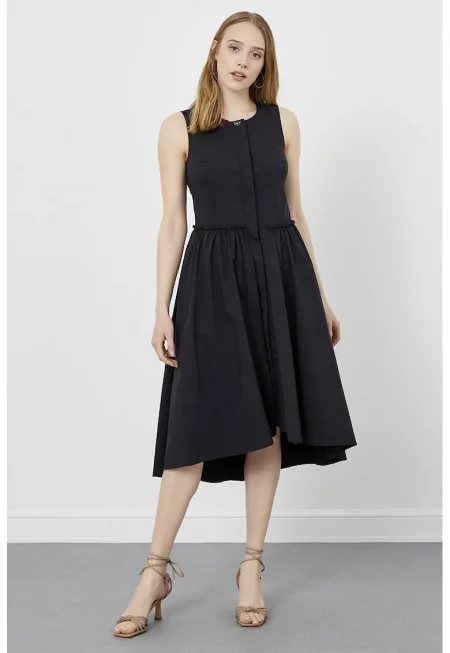 Рокля-риза без ръкави - Черен
