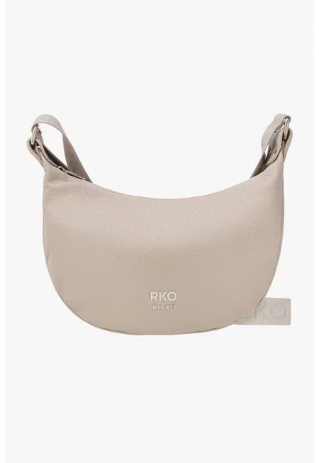 RYLKO - Кожена чанта Half-Moon с лого на презрамката - Светло бежово