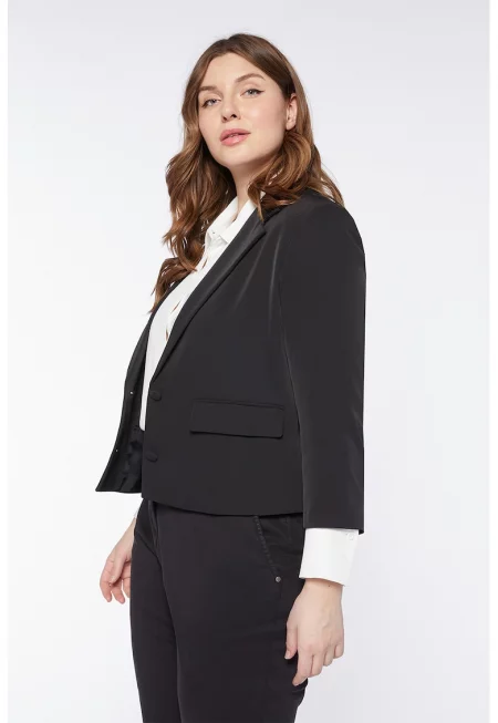Сако с копчета и джобове с капаче - Черен