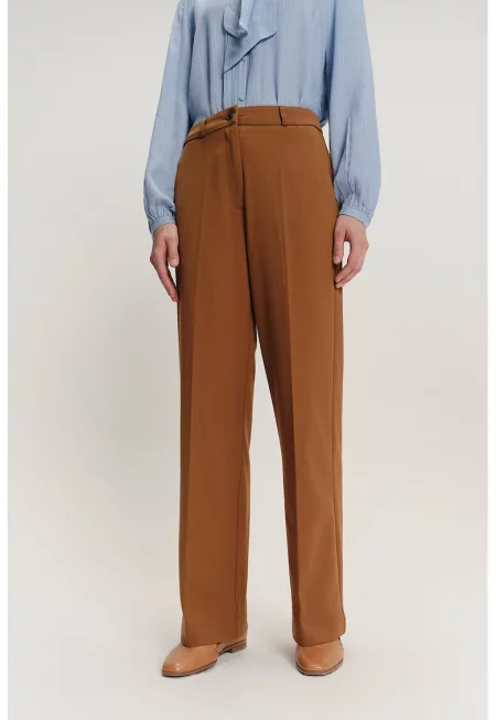 Широк панталон с модал със странични джобове - Канелено кафяво