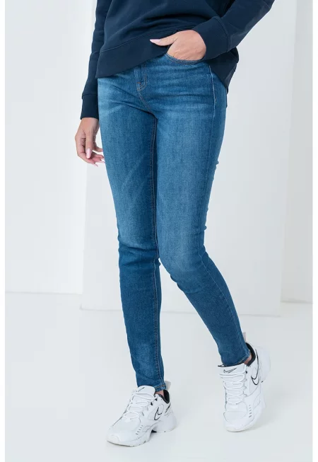 Скини дънки с миди талия - Тъмносин