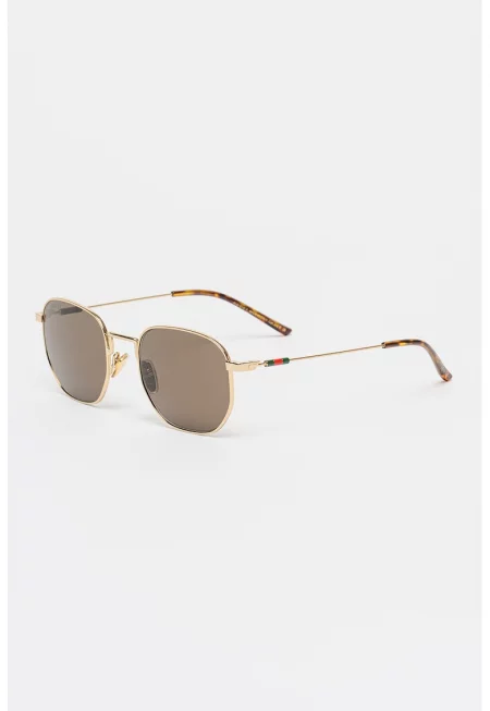 Слънчеви очила Aviator с плътни стъкла - Златист/Коняк кафяв
