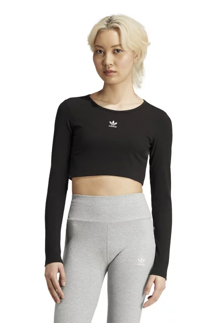 Слим къса блуза с рипс