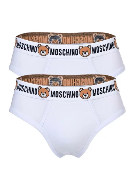 Слипове с лого - 2 чифта - Бял