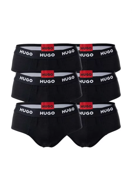 Слипове с лого на талията - 6 чифта - Черен