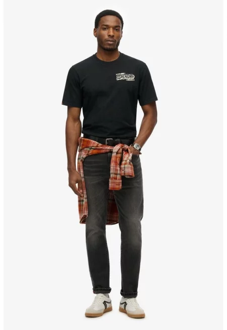 SUPERDRY - Памучна тениска с овално деколте и лого на гърба SD0APM1012124A000000