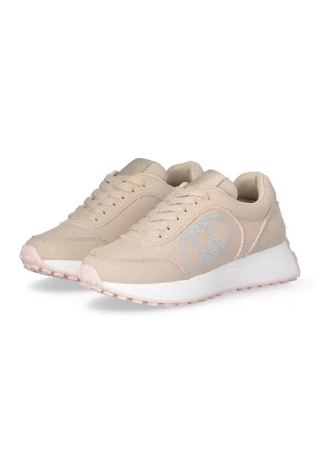 Текстилни спортни обувки с лого - Праскова