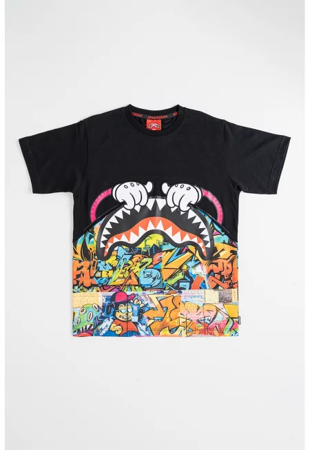 Тениска с принт - Черен/Многоцветен