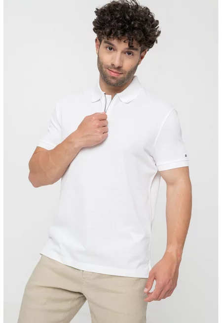 Тениска с яка - Бял