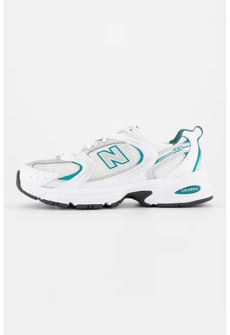 Унисекс мрежести спортни обувки 530 - Бял/Зелен/Сребрист