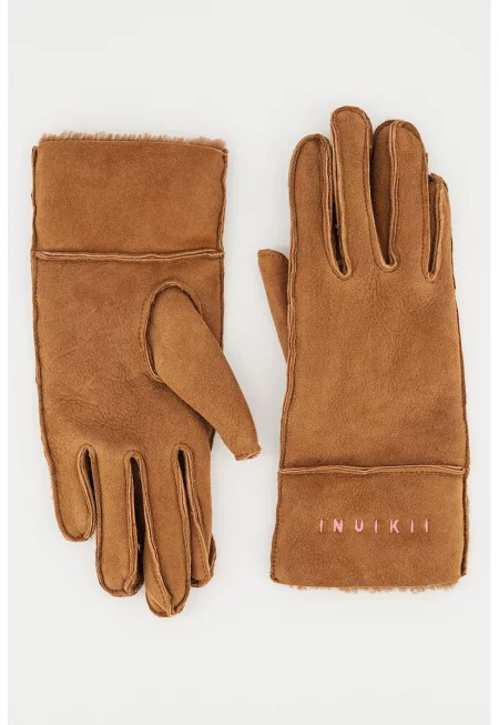 Унисекс ръкавици от овча кожа - Кафяв