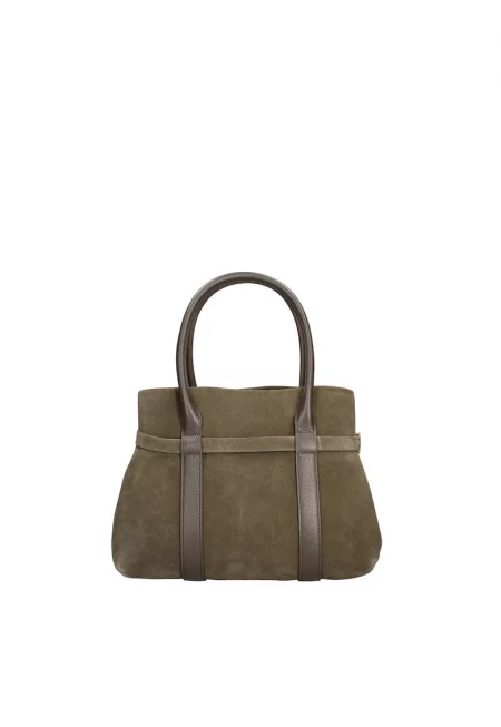 Велурена чанта Lumina с отделяща се презрамка - Каки