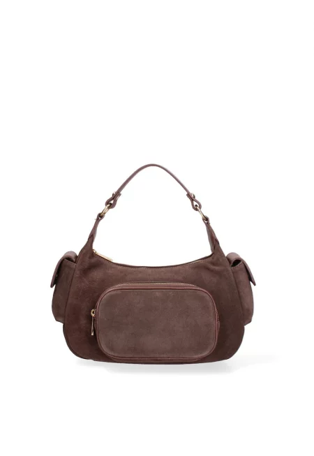 Велурена чанта за рамо Ardena - Тъмнокафяв