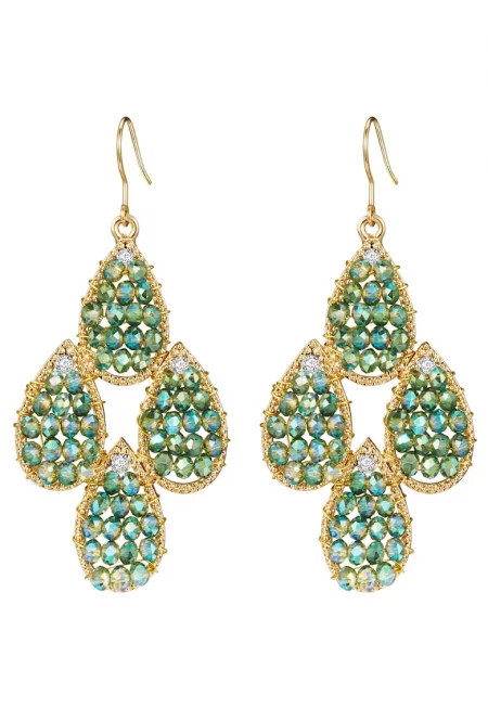 Висящи обеци с покритие от 14K злато - Златист