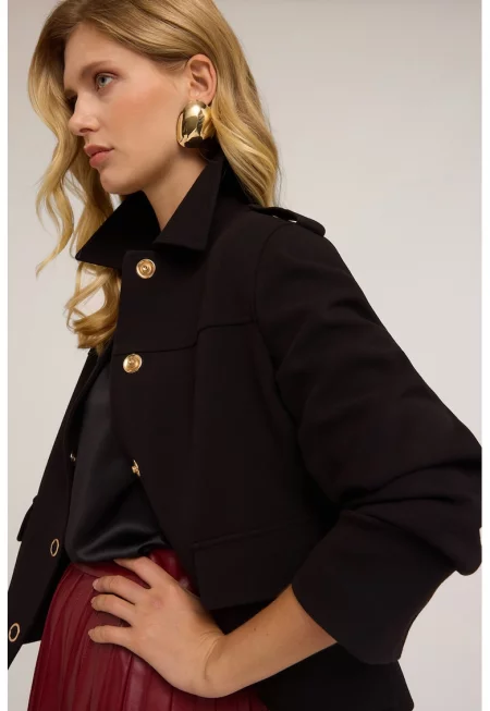 Яке с джобове с капаче - Черен