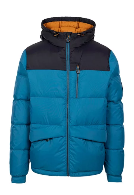 Зимно пухено яке Erris с качулка - Черен/Тюркоаз