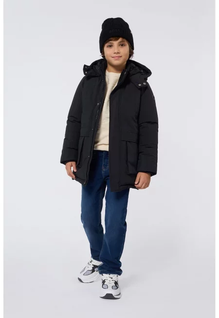 Зимно яке с качулка и цип - Черен