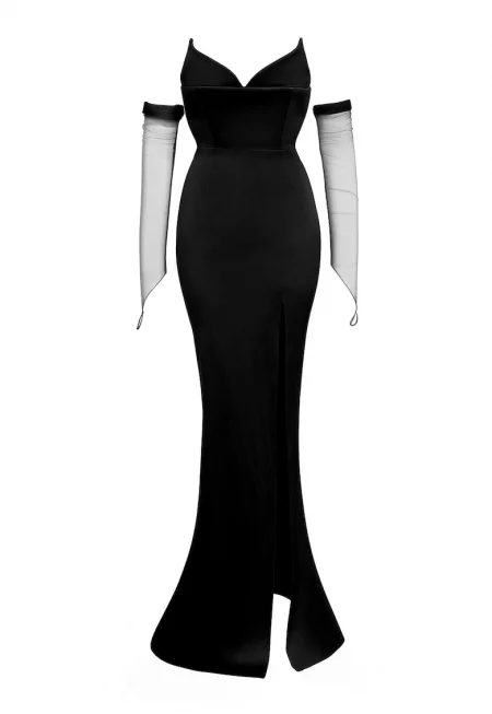 Bendetto Atelier - Рокля с шлиц - Черен