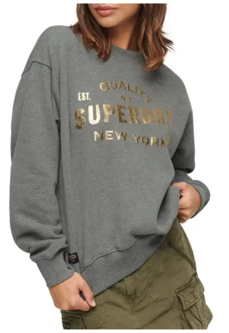 Bluza sport cu logo cu maneci cazute - Сив