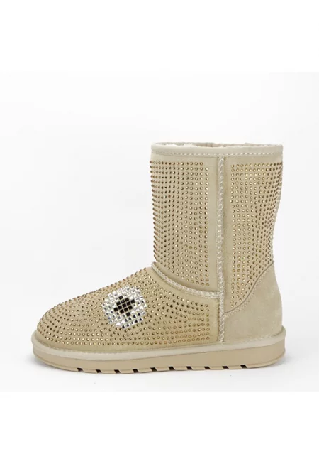 Ботуши бежови от естествена кожа W8008 112 13725