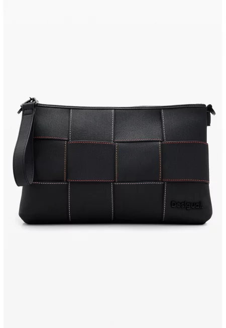 Чанта от еко кожа с релеф - Черен