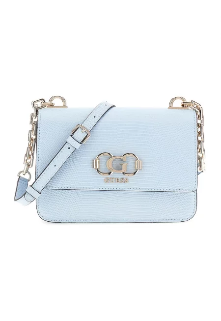 Чанта за рамо с шагрен - Пастелносин