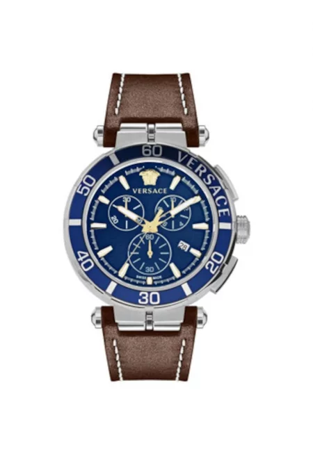 Часовник -  кожа/неръждаема стомана - кафяв