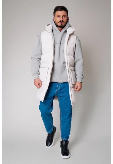 Дълъг елек с качулка и вата