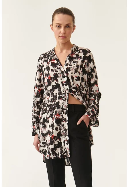 Дълга риза Montreali с абстрактен ден - Бял/Черен