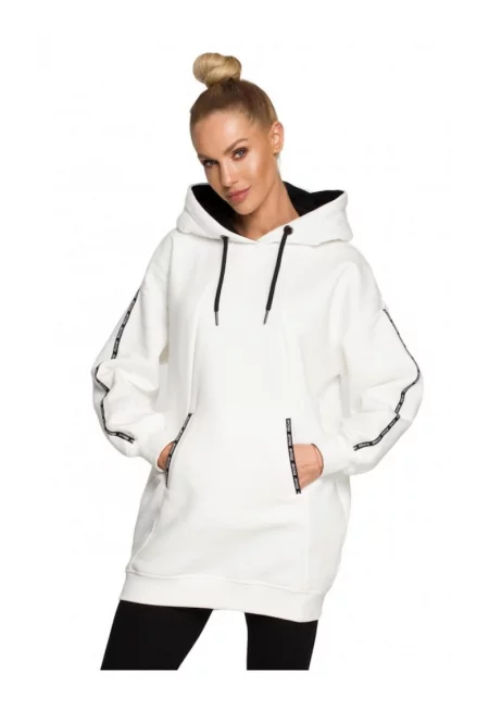 Дамска блуза  с качулка - памук - полиестер - бяла