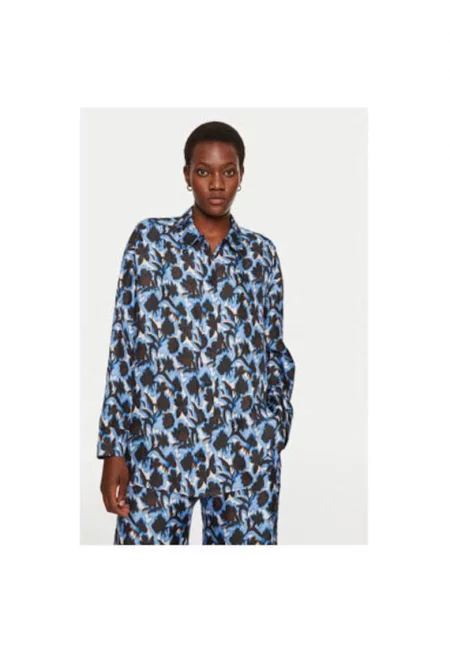 Дамска риза -  304135248 - Коприна - Синя - Син