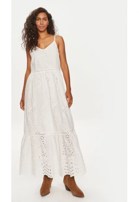 Дамска рокля -  Бяла - Памук