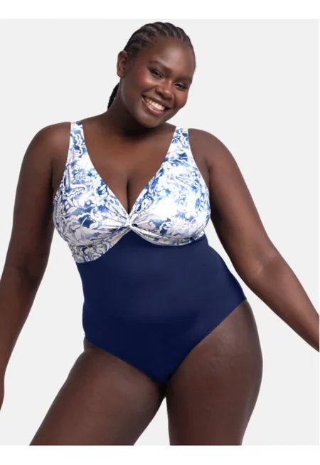 Дамски бански - Дорина - 305229861 - Полиестер/Еластан - Син - Син