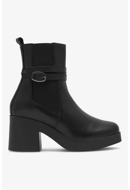 Дамски боти  5905588241270 - Естествена кожа - Черни - Черен