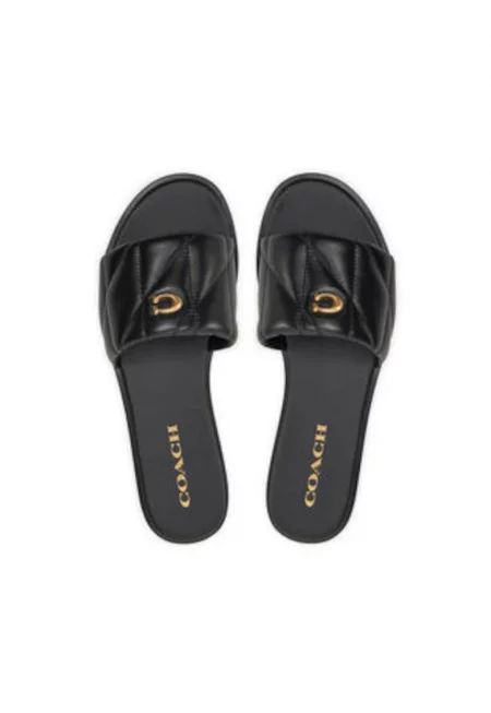 Дамски чехли -  естествена кожа - черен -