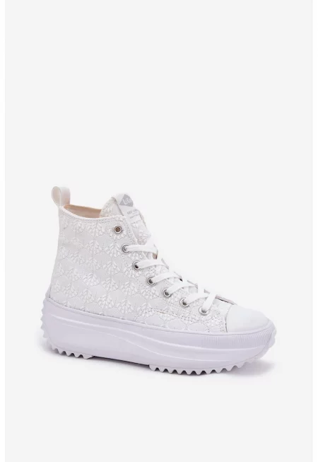 Дамски кецове Lee Cooper LCW-25-31-3461L - високи - бели - текстил