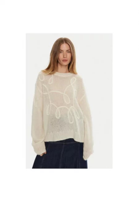 Дамски пуловер -  304135477 - Полиамид/Вълна/Алпака - Бежов - Бежов