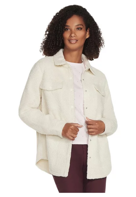 Дамско яке  Sherpa Shacket - Бяло