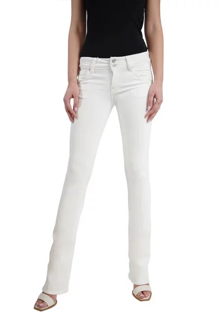 Дънки с разширяващи се крачоли и средна талия - Бял