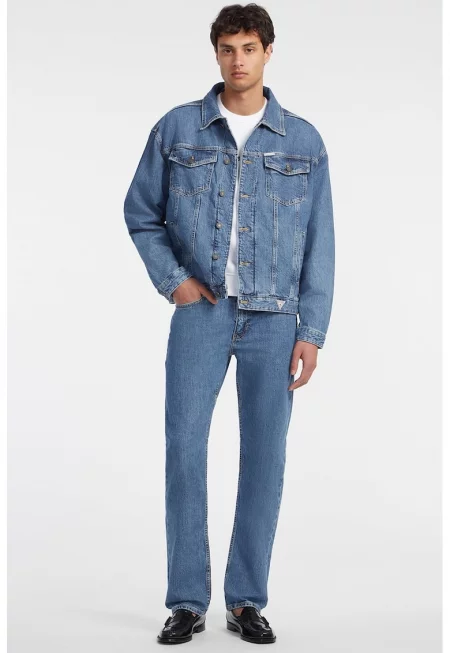 Дънково яке с паднали ръкави - Светлосин