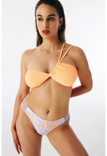 Долнище на бански с абстрактна щампа - Жълт/Лилав/Син