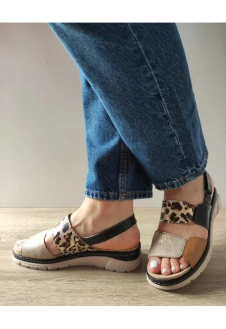 Ежедневни дамски сандали  12535T Мостар 45-N Черни Плюс Комб