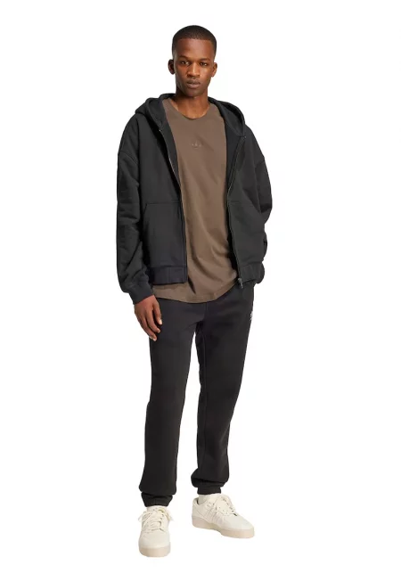 Худи от памук с цип - Избеляло черно